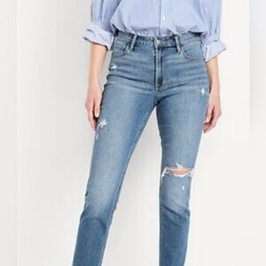 Old Navy High Rise Wow Steaight Leg Distressed Denim Jeans